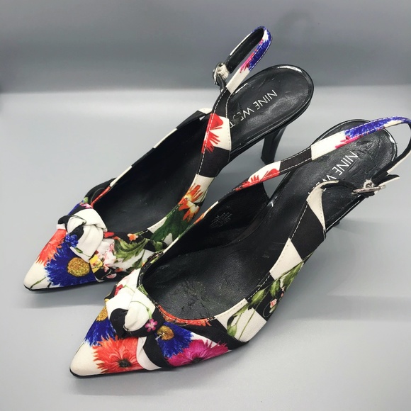Nine West Floral Pointed Heels - Size 7.5 - Picture 1 of 5